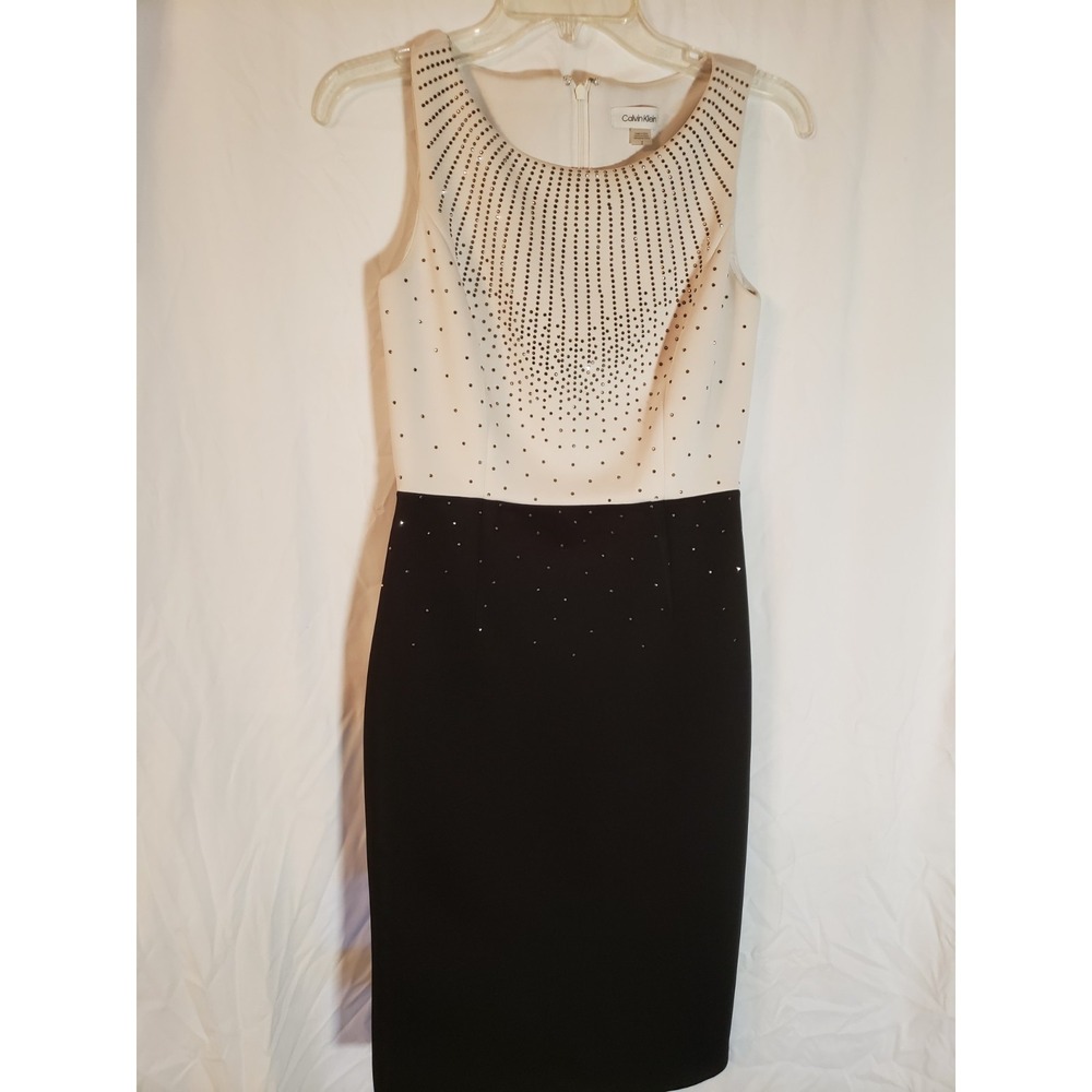 Women's Calvin Klein Black And White Sparkle Sleeveless Dress Size 2